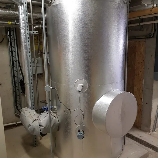 Aluminium cladding detail on Enviroshield industrial pipework