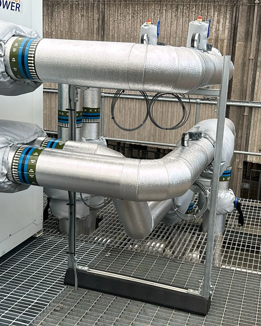 Completed Enviroshield commercial pipework insulation and stucco cladding