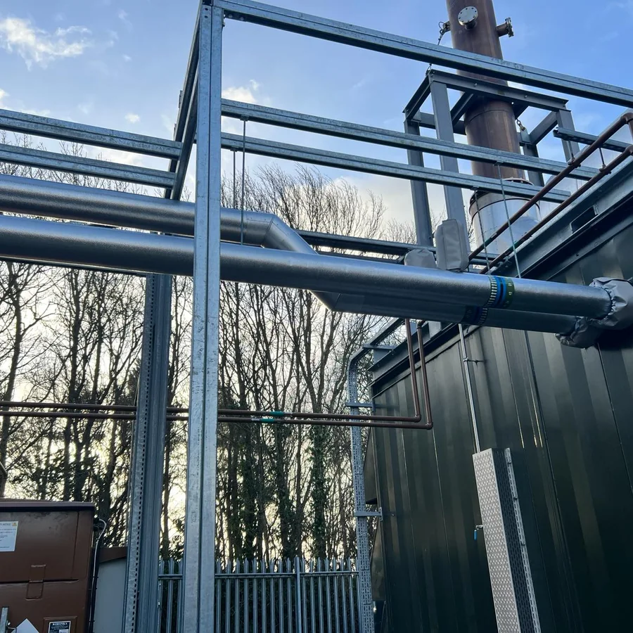 Protected service pipework supporting efficient plant operation