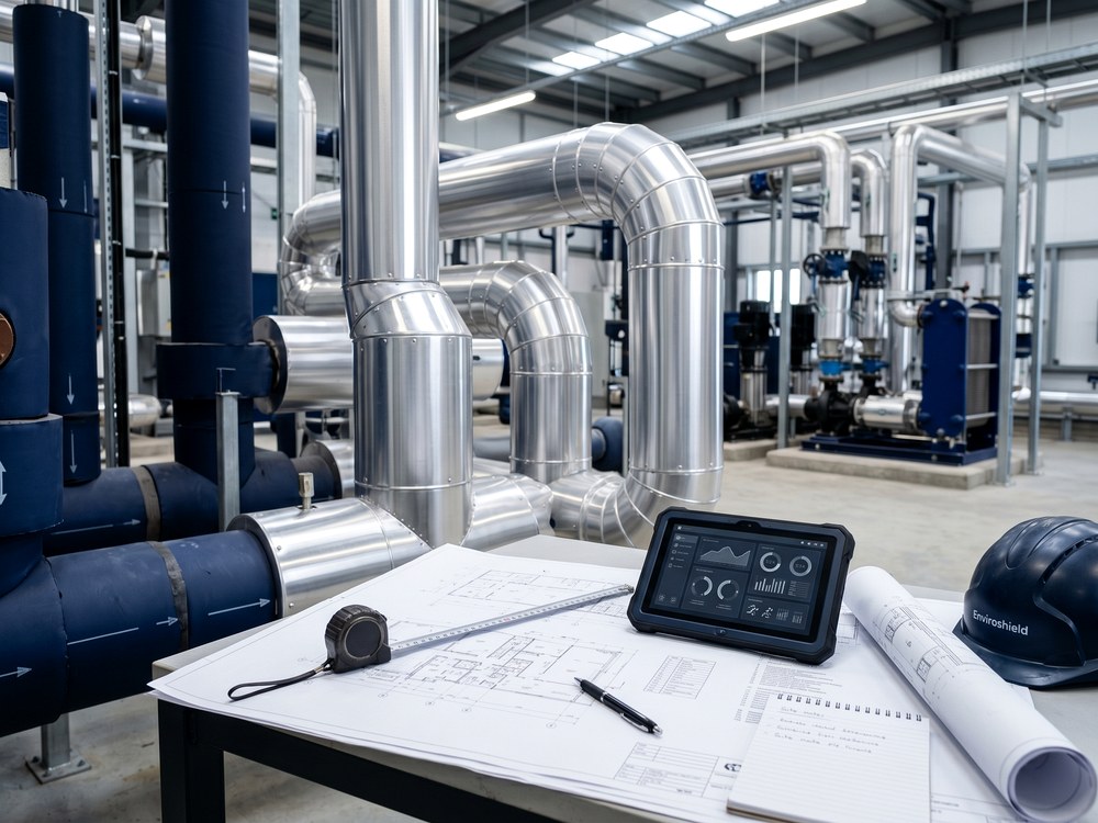 Survey-led commercial insulation planning with drawings, pipework and plant room detail