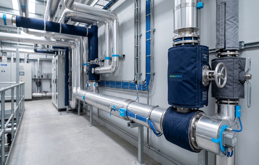 Commercial plant room with insulation, trace heating and protective cladding benefits