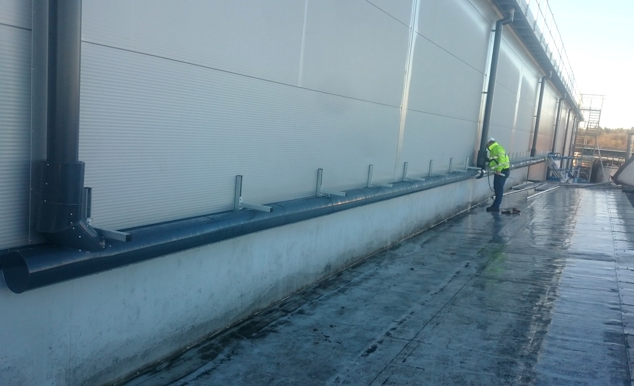 Powder-coated insulated external services on the Hatchery case study project in the Isle of Skye
