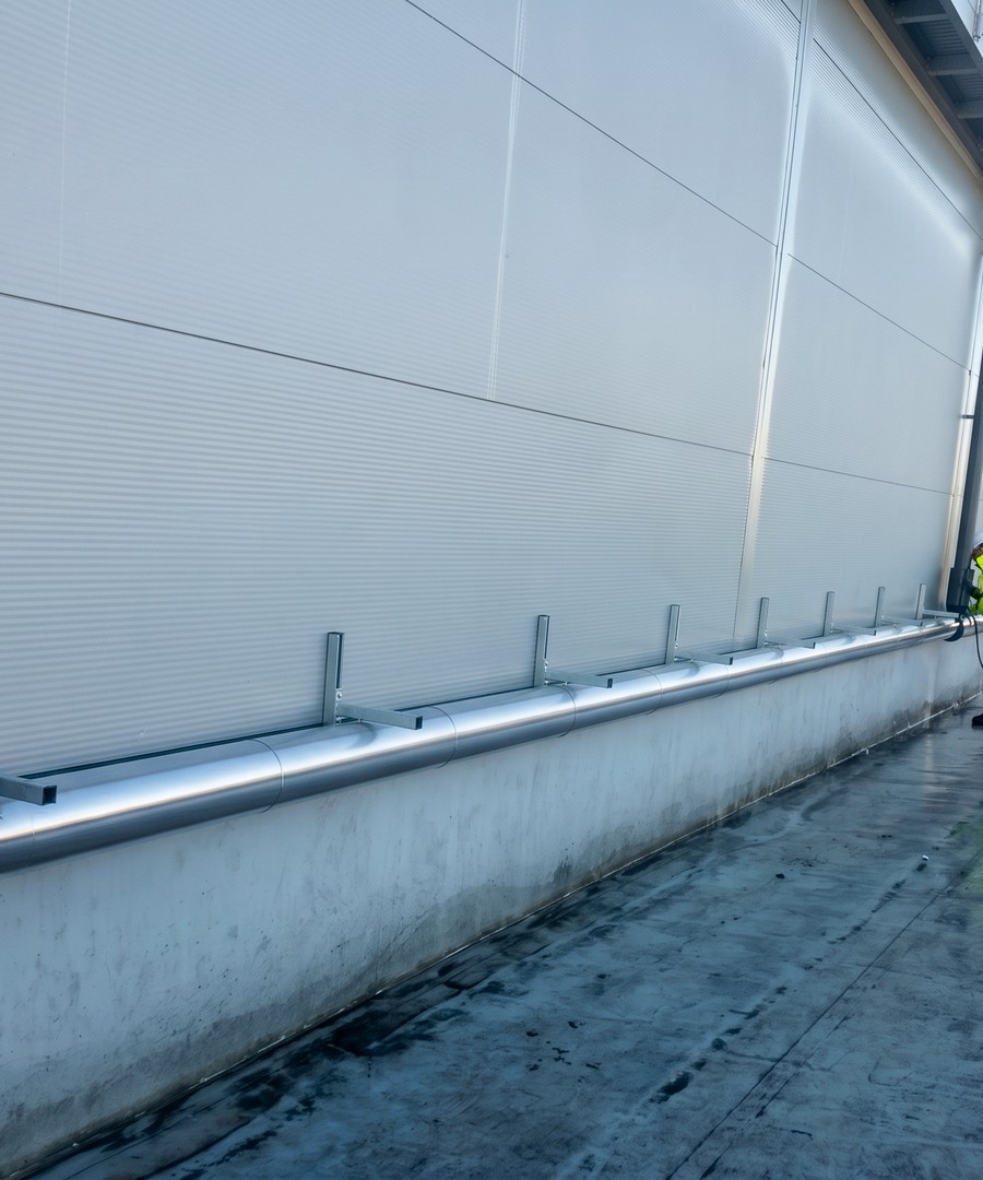 External insulated services prepared for powder-coated finish support on the Hatchery project