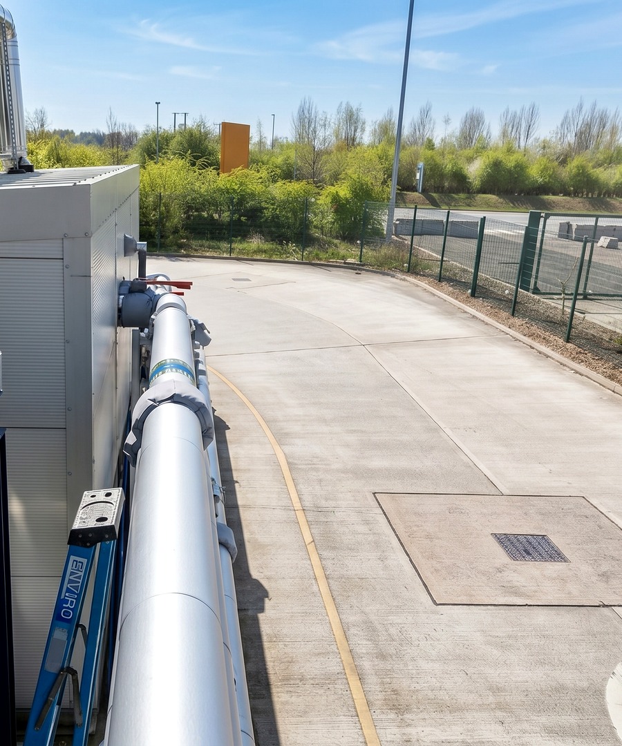 Close-up of IKEA external ducting with weatherproof cladding