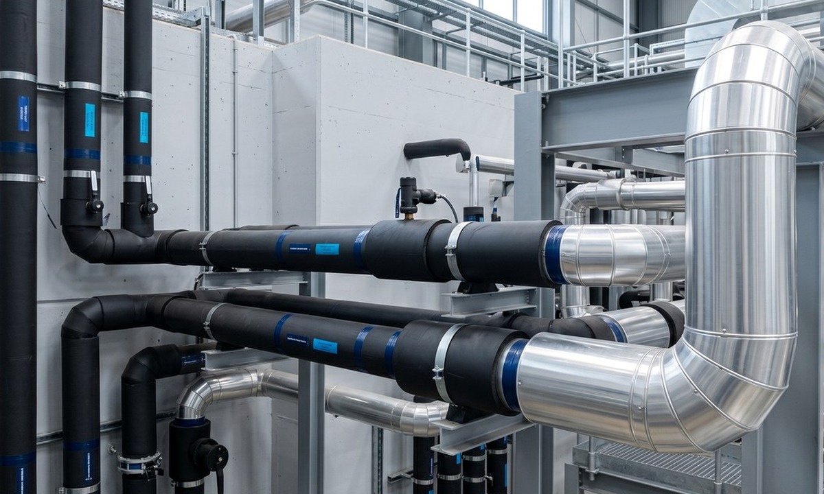 chilled water pipework insulation route for valves, risers and plant areas