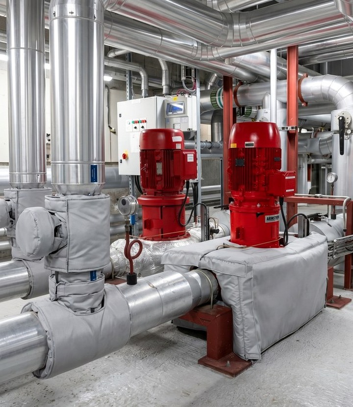 Generator exhaust and access-aware insulation detail across power infrastructure