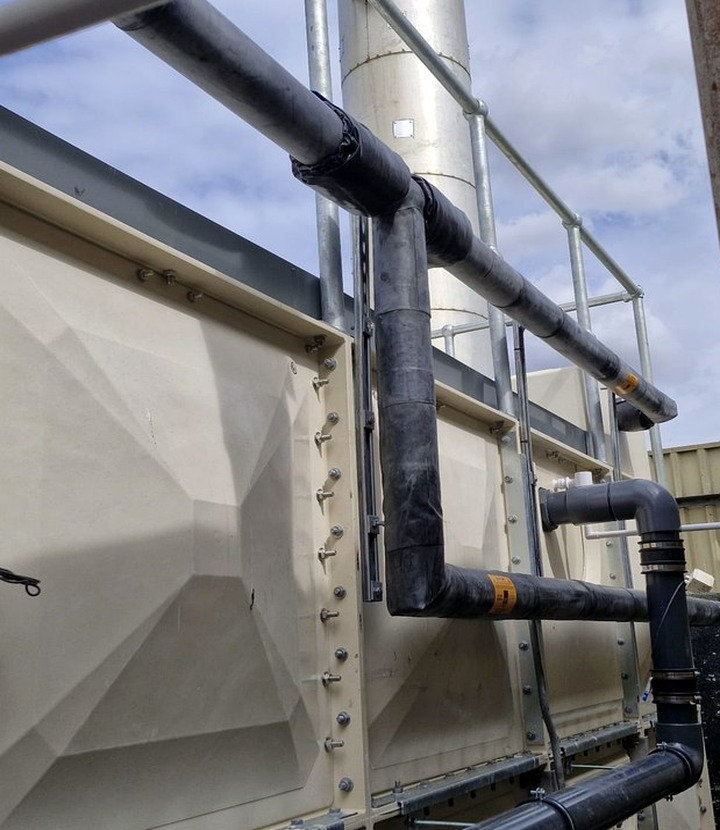 Detailed hygienic insulation finish around plant services