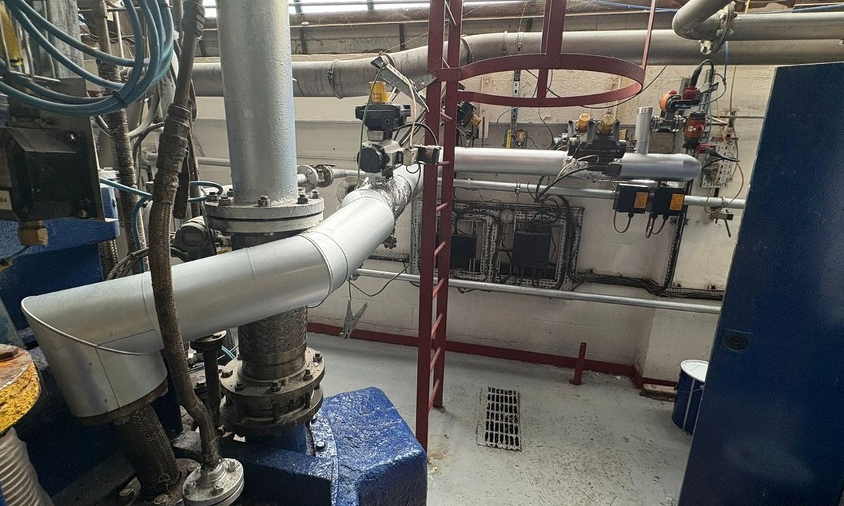 Plant room insulation around exposed mechanical services and valves