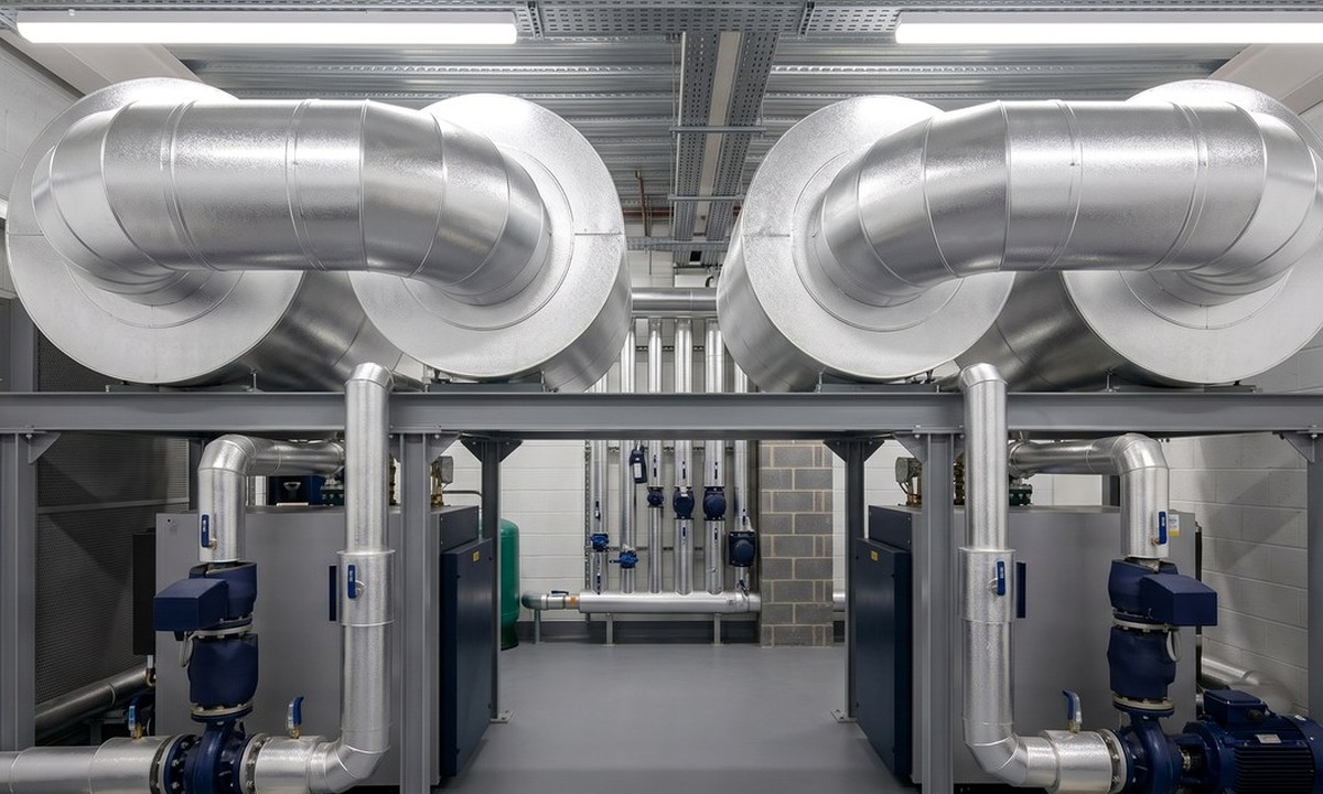 Residential development insulation and clean finish detail across communal services