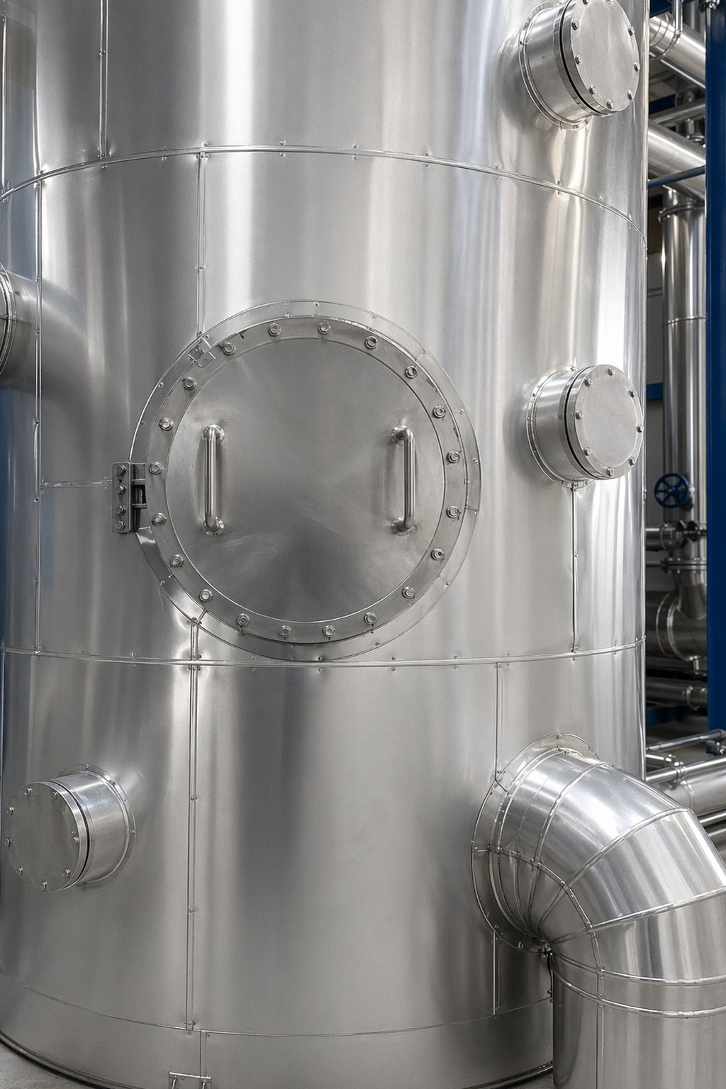 Tank and vessel insulation support for hot-water and process plant
