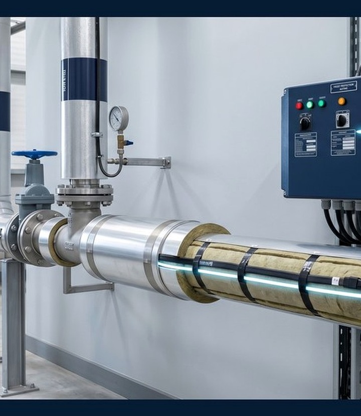 Enviroshield trace heating installation on exposed commercial service pipework