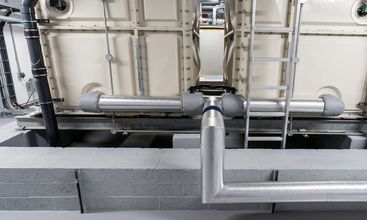 Utilities insulation on exposed treatment plant pipework