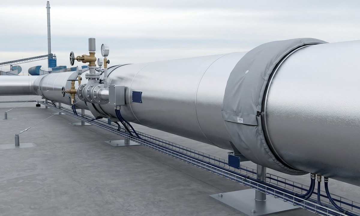 Utilities insulation installed around treatment plant pipework