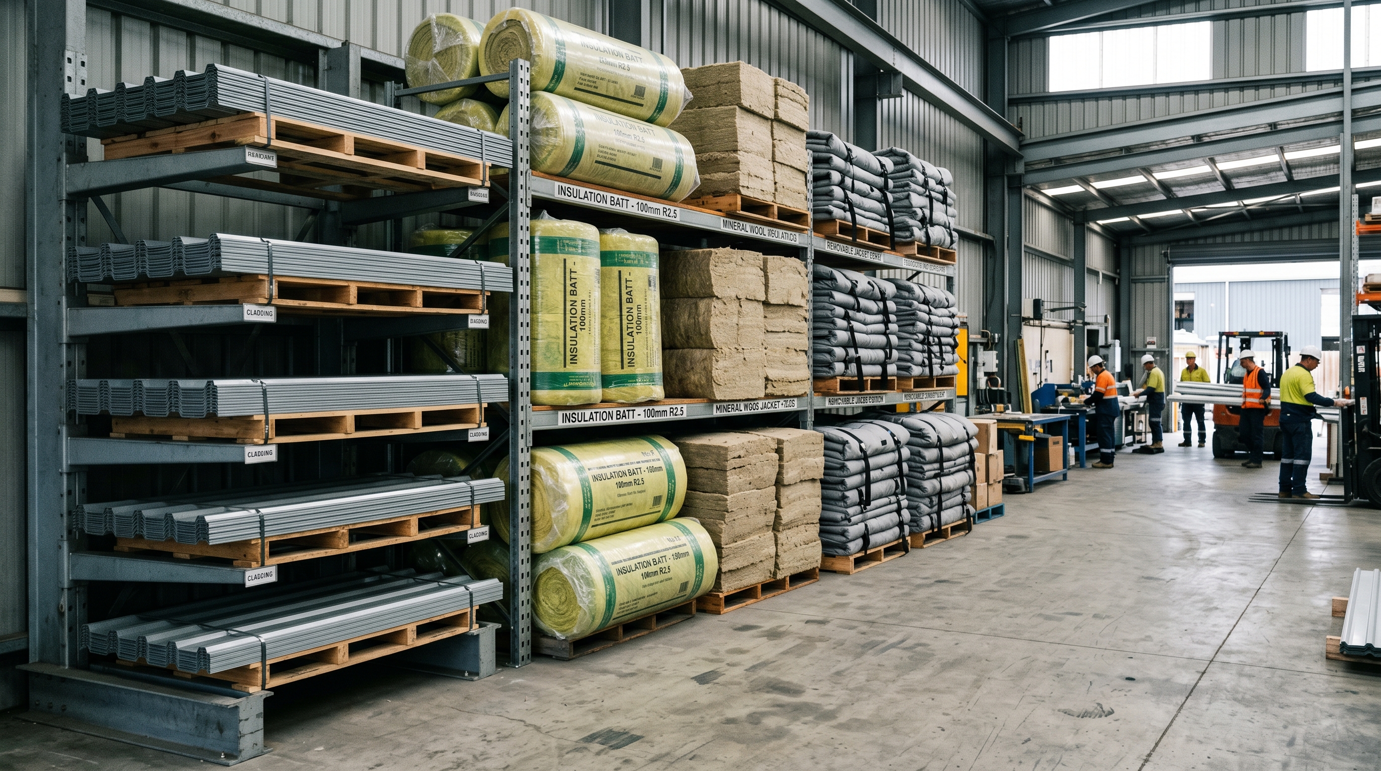Organised workshop racks and materials supporting Enviroshield premises page