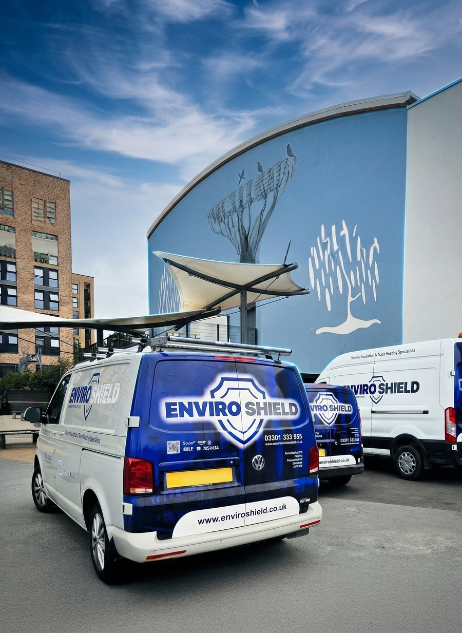 Enviroshield commercial insulation vans on site in Essex