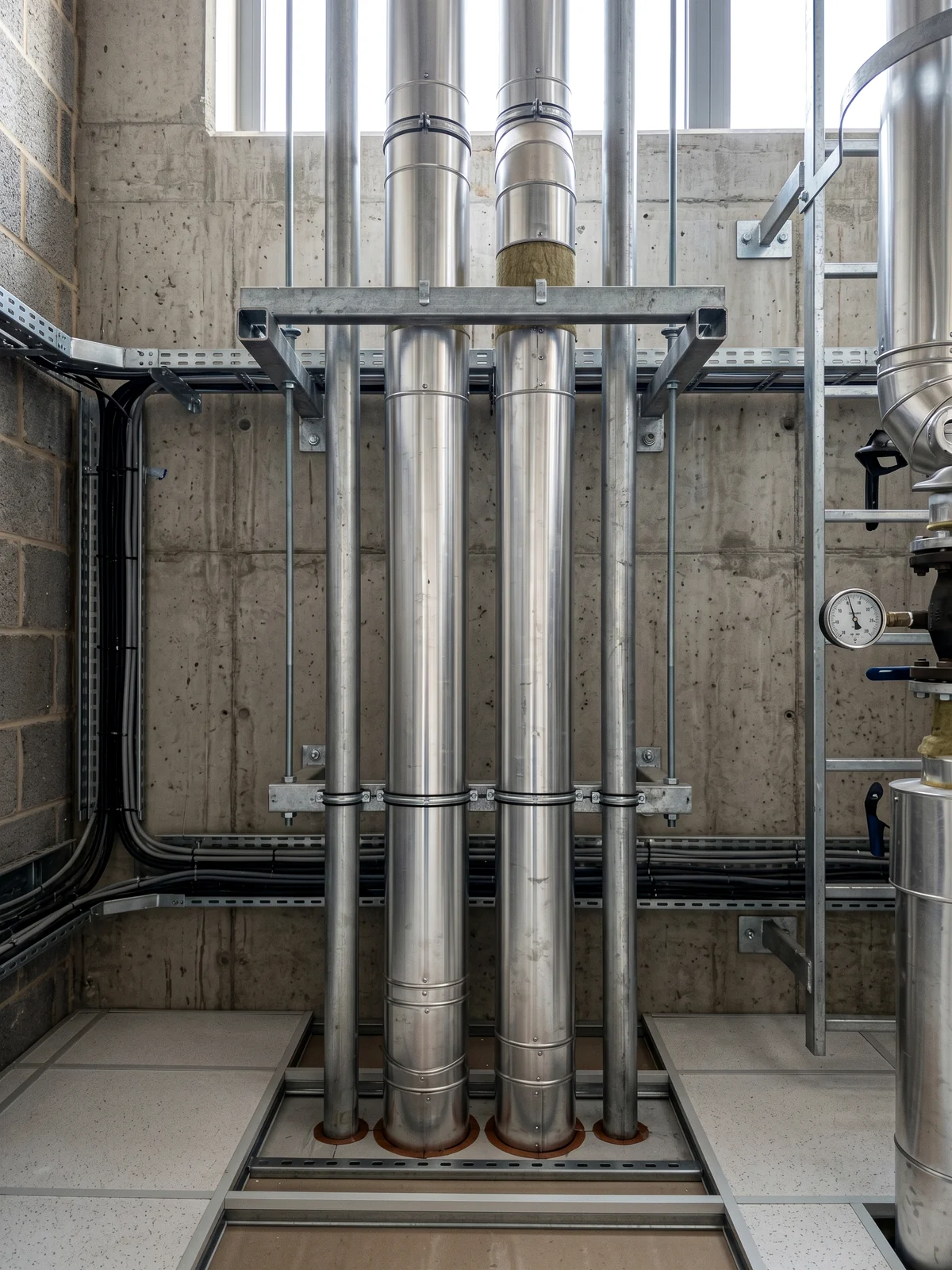 Thermal insulation installation on commercial building service pipes