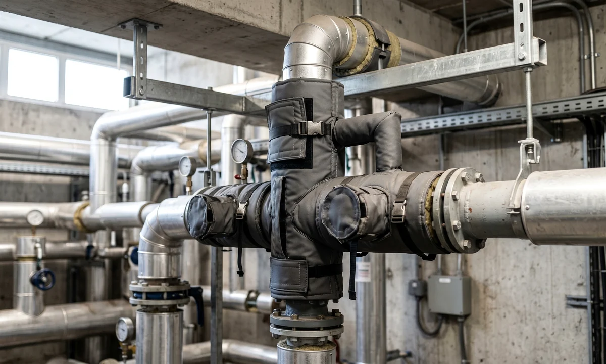 Pipe jackets and insulation mats on commercial service pipework