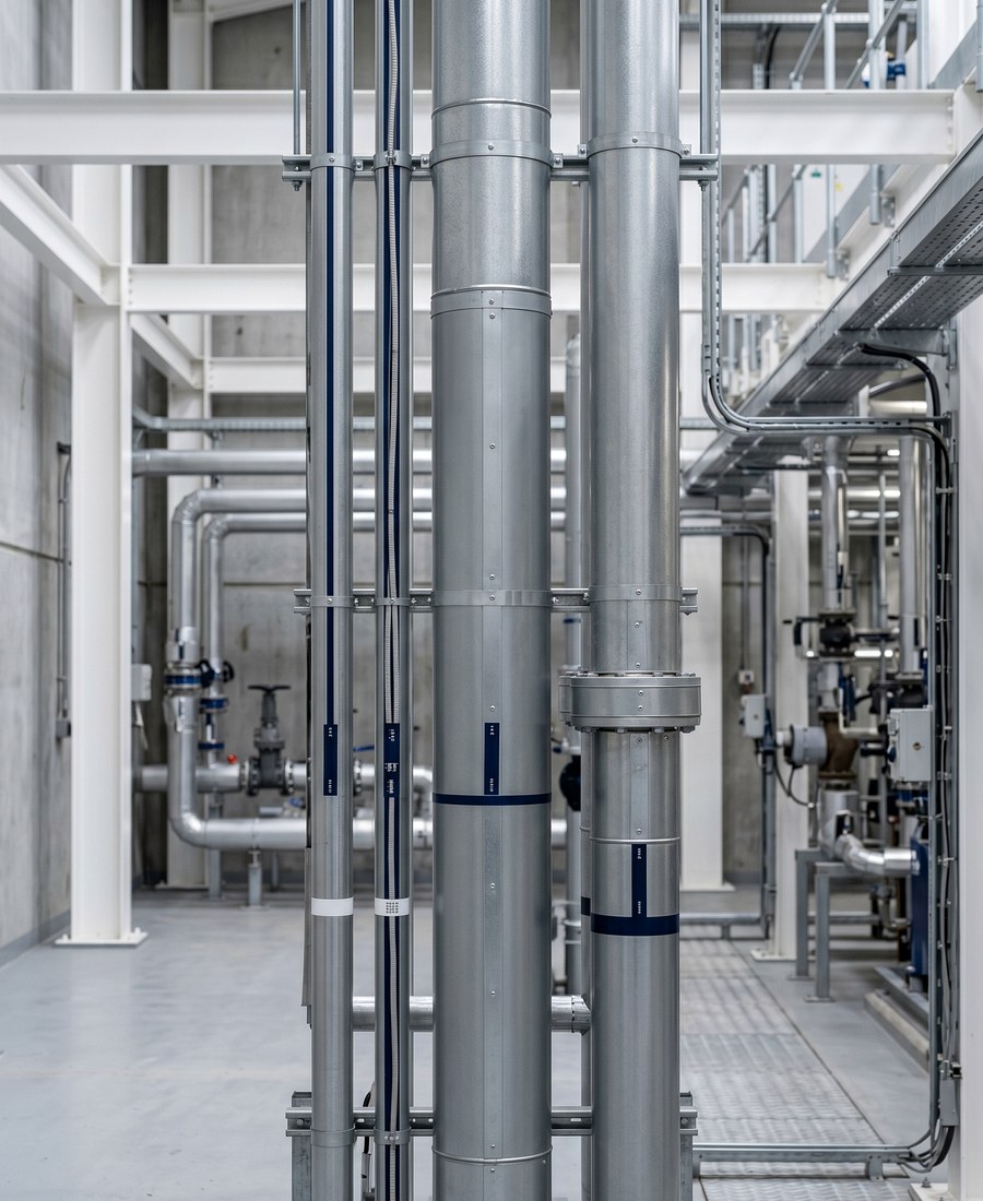 service cladding and lagging jackets and pipework inside a commercial plant room