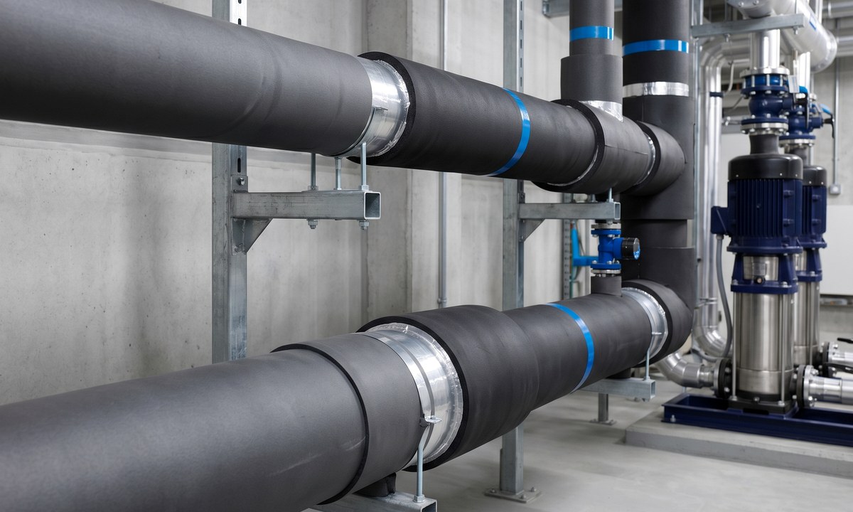 Condensation control insulation around chilled pipework and plant areas