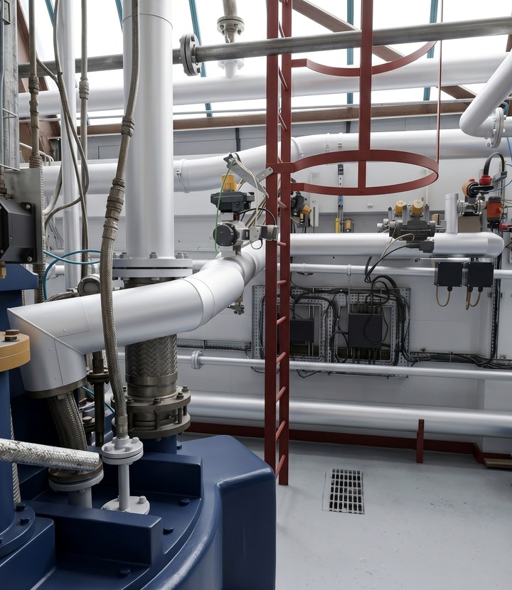Hospital insulation detail around plant-room services and maintenance points