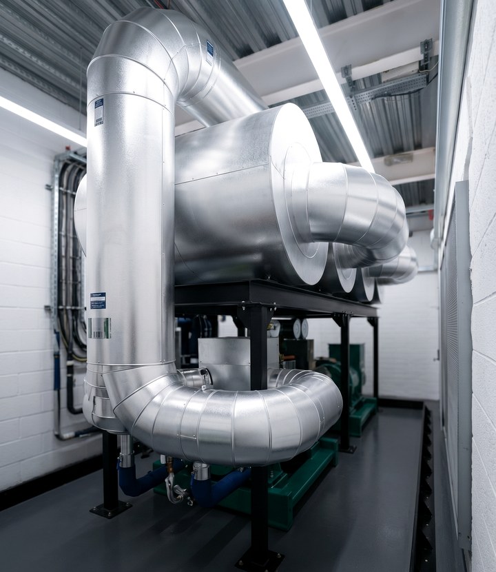 Residential development insulation around communal plant and service routes