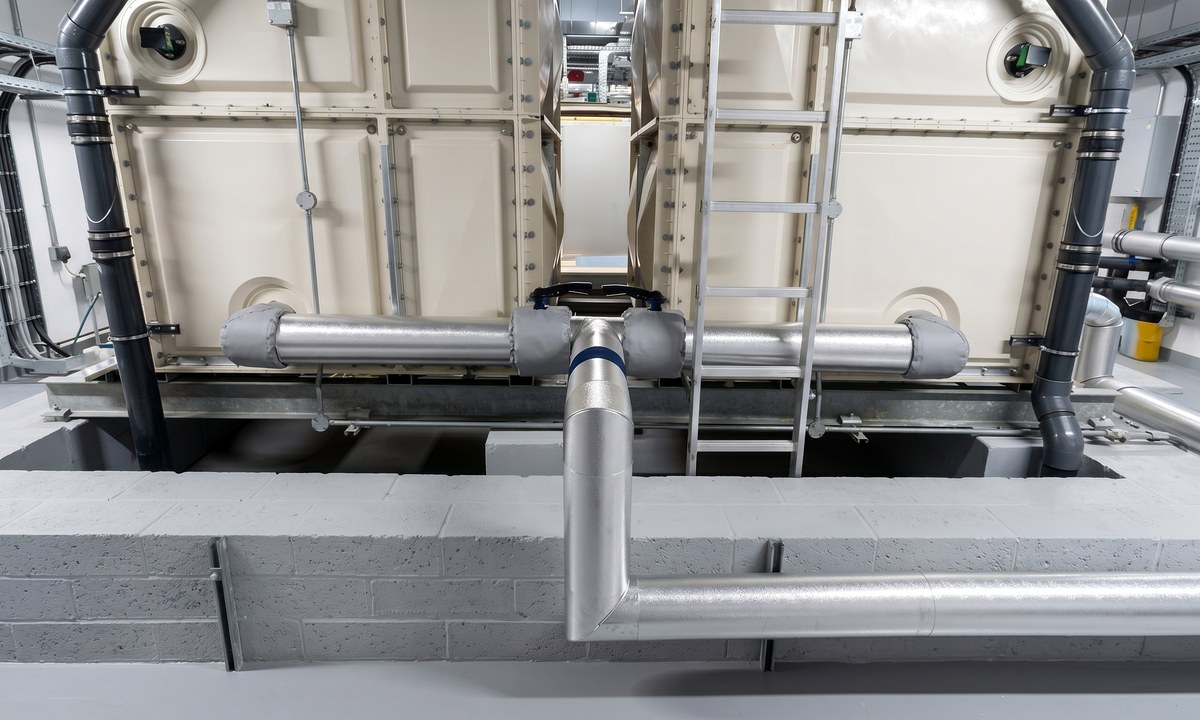 Utilities and water treatment insulation around plant pipework and service routes