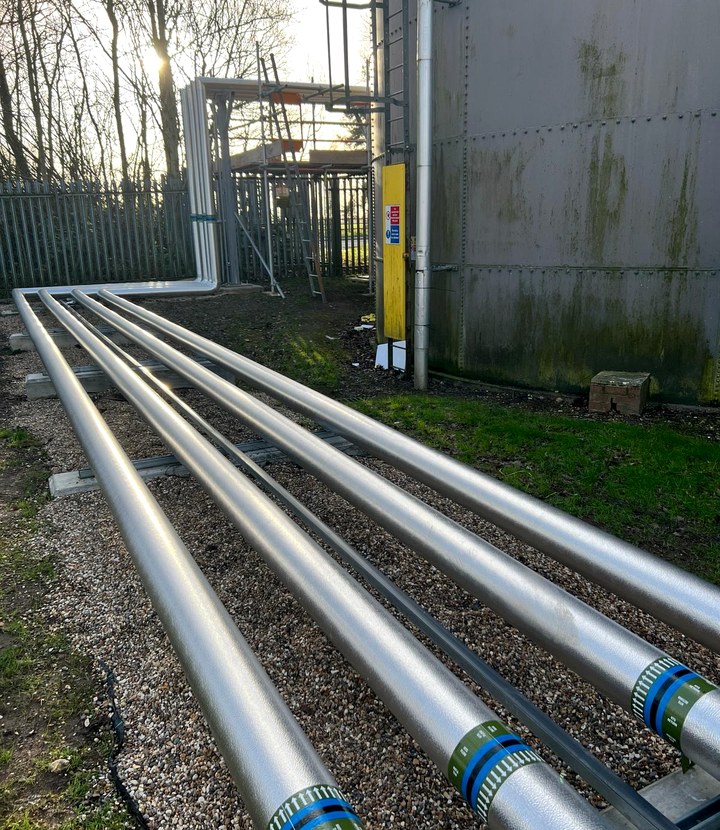 Pipework insulation detailing around valves and fittings in a plant area