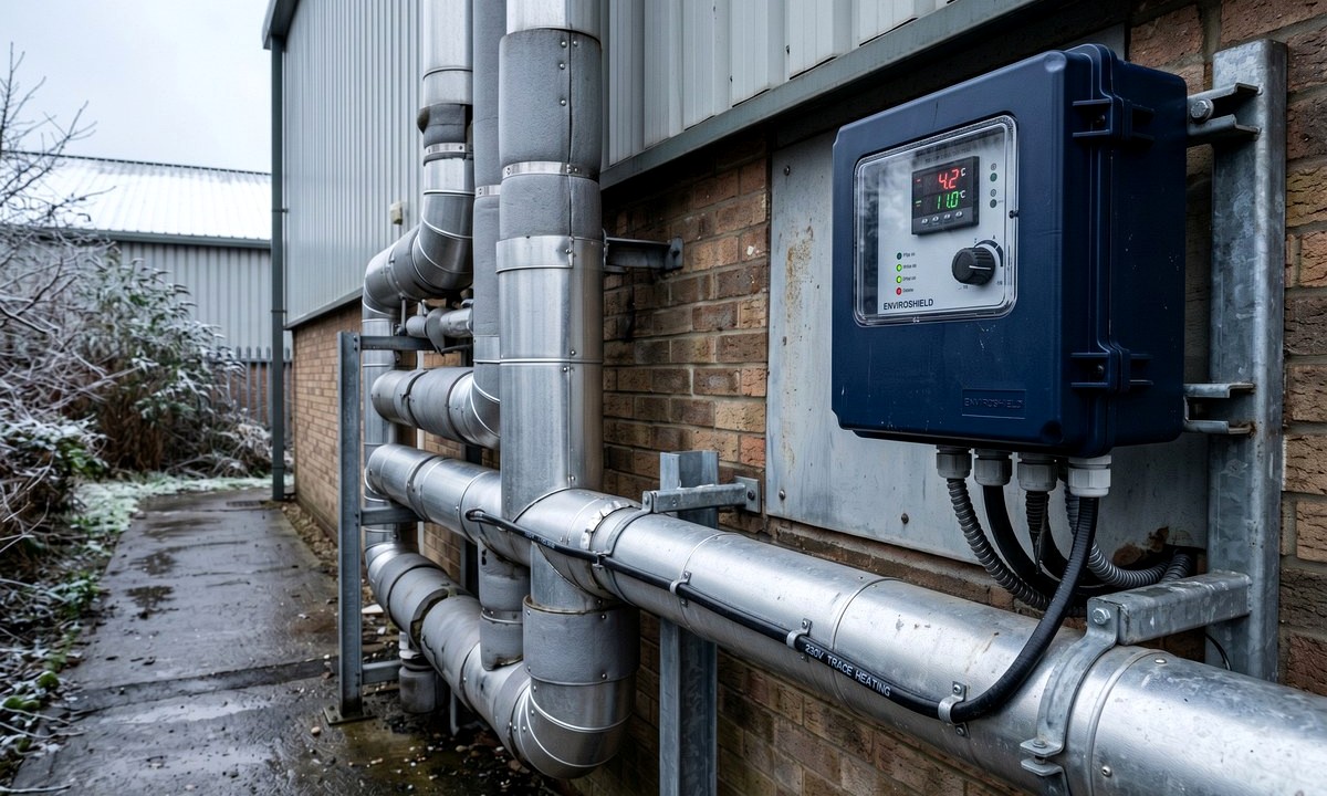Enviroshield frost protection trace heating on exposed industrial pipework